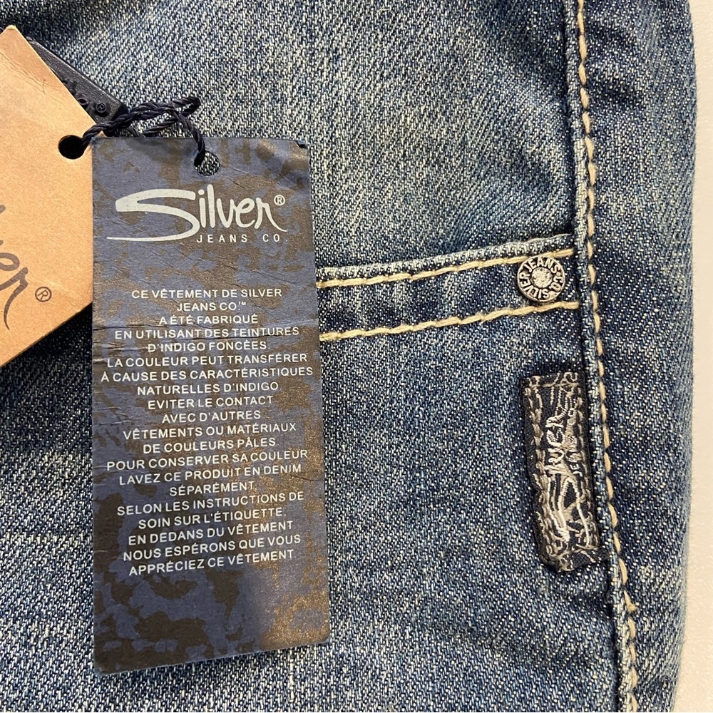 Classic silver Benny style Blue Denim Jeans NWT flap pockets ajustable waist 8 - Picture 10 of 14
